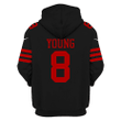 Steve Young 8 San Francisco 49ers Super Bowl LVIII 3D Printed Zip Hoodie - Black