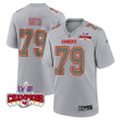 Donovan Smith 79 Kansas City Chiefs Super Bowl LVIII Champions 4 Stars Patch Atmosphere Fashion Game Men Jersey - Gray