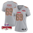 Mike Pennel 69 Kansas City Chiefs Super Bowl LVIII Champions 4 Stars Patch Atmosphere Fashion Game Women Jersey - Gray