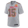 Patrick Mahomes 15 Kansas City Chiefs Super Bowl LVIII Champions 4X Atmosphere Fashion Game Men Jersey - Gray