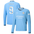 Chloe Kelly 9 Manchester City 2024/25 Women's Team Home Long Sleeve Men Jersey - Light Blue
