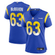 Dylan McMahon 63 Los Angeles Rams Women's Team Game Jersey - Royal