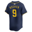 Bob Uecker #9 Milwaukee Brewers Alternate Limited Player Jersey – Navy