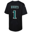 Jalen Hurts 1 Philadelphia Eagles Youth Super Bowl LIX Patch Fashion Game Player Jersey - Carbon Black