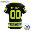 Boston Bruins Specialized FireFighter Uniforms Color Design Custom Name Number All Over Printed T-shirt - Black
