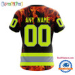 Minnesota Wild Special Honoring Firefighters Custom Name Number All Over Printed T-shirt - Black