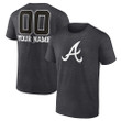 Atlanta Braves Custom Name & Number Monochrome T-Shirt - Charcoal