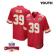 Keith Taylor 39 Kansas City Chiefs Super Bowl LVIII Champions 4 Stars Patch Game YOUTH Jersey - Red