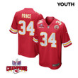 Deneric Prince 34 Kansas City Chiefs Super Bowl LVIII Champions 4 Stars Patch Game YOUTH Jersey - Red