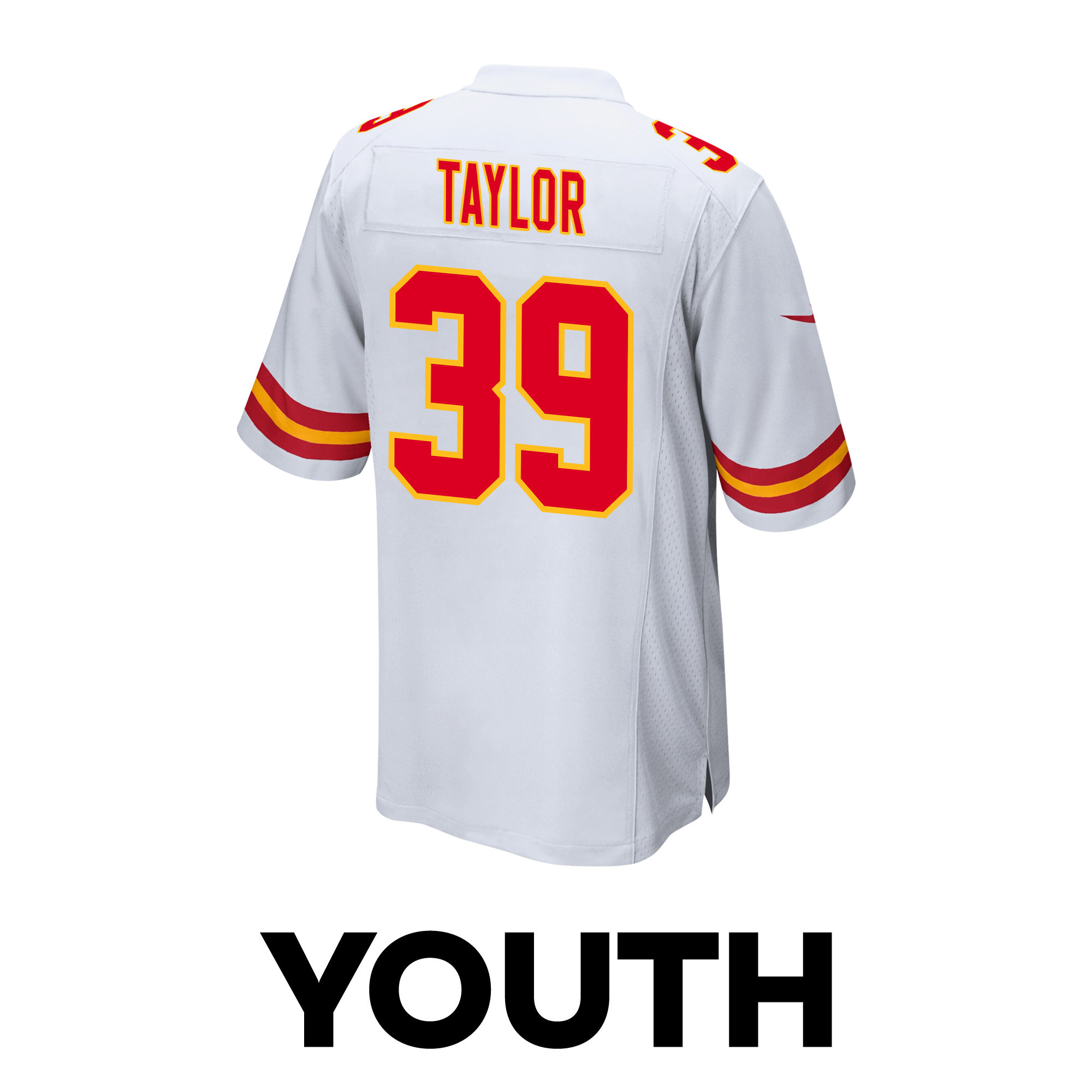 Keith Taylor 39 Kansas City Chiefs Super Bowl LVIII Champions 4 Stars Patch Game YOUTH Jersey - White