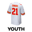 Mike Edwards 21 Kansas City Chiefs Super Bowl LVIII Champions 4 Stars Patch Game YOUTH Jersey - White