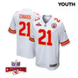 Mike Edwards 21 Kansas City Chiefs Super Bowl LVIII Champions 4 Stars Patch Game YOUTH Jersey - White