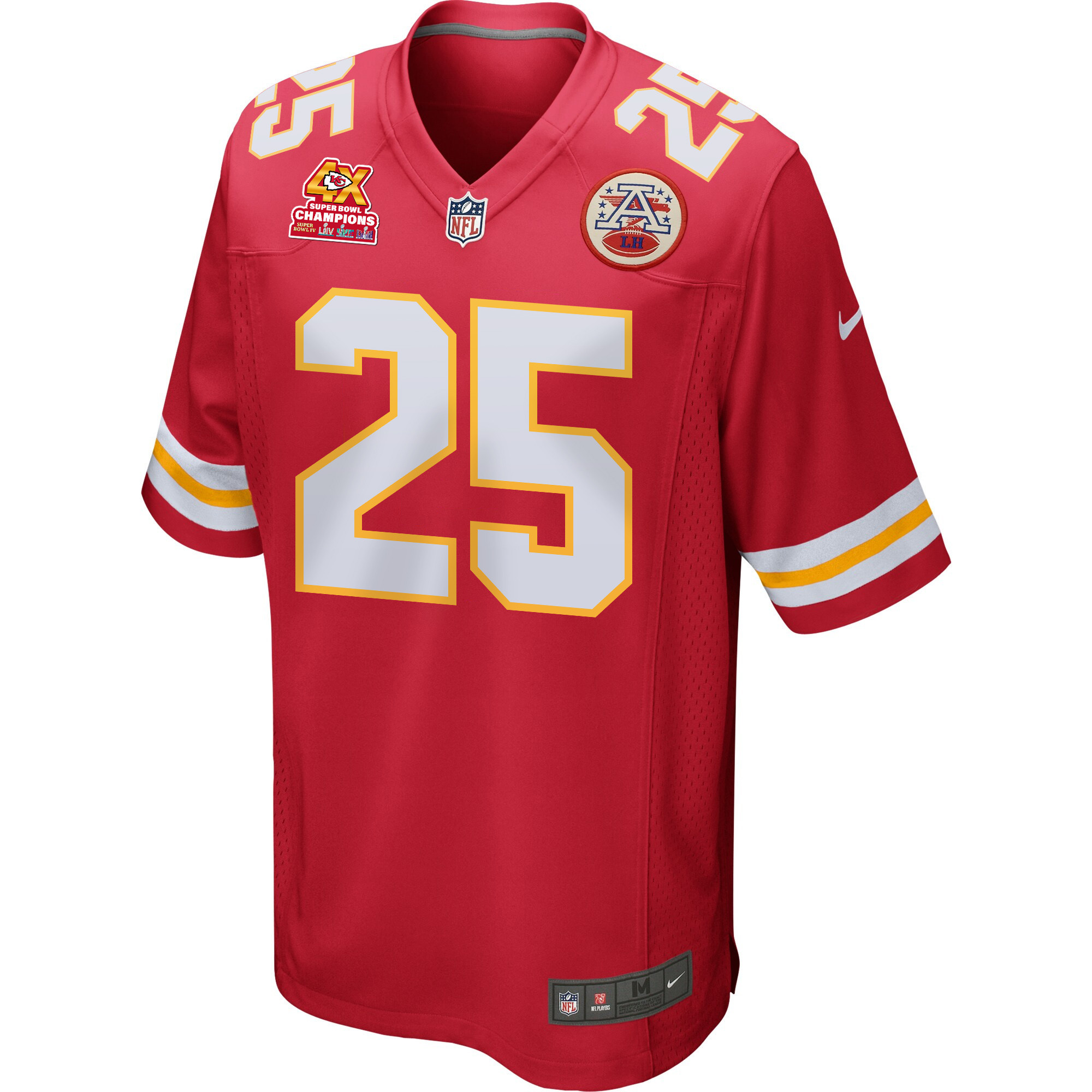 Clyde Edwards-Helaire 25 Kansas City Chiefs Super Bowl LVIII Champions 4X Game Men Jersey - Red