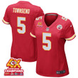 Tommy Townsend 5 Kansas City Chiefs Super Bowl LVIII Champions 4X Game Women Jersey - Red