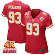 Matt Dickerson 93 Kansas City Chiefs Super Bowl LVIII Champions 4X Game Women Jersey - Red