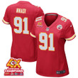 Derrick Nnadi 91 Kansas City Chiefs Super Bowl LVIII Champions 4X Game Women Jersey - Red