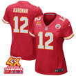 Mecole Hardman 12 Kansas City Chiefs Super Bowl LVIII Champions 4X Game Women Jersey - Red