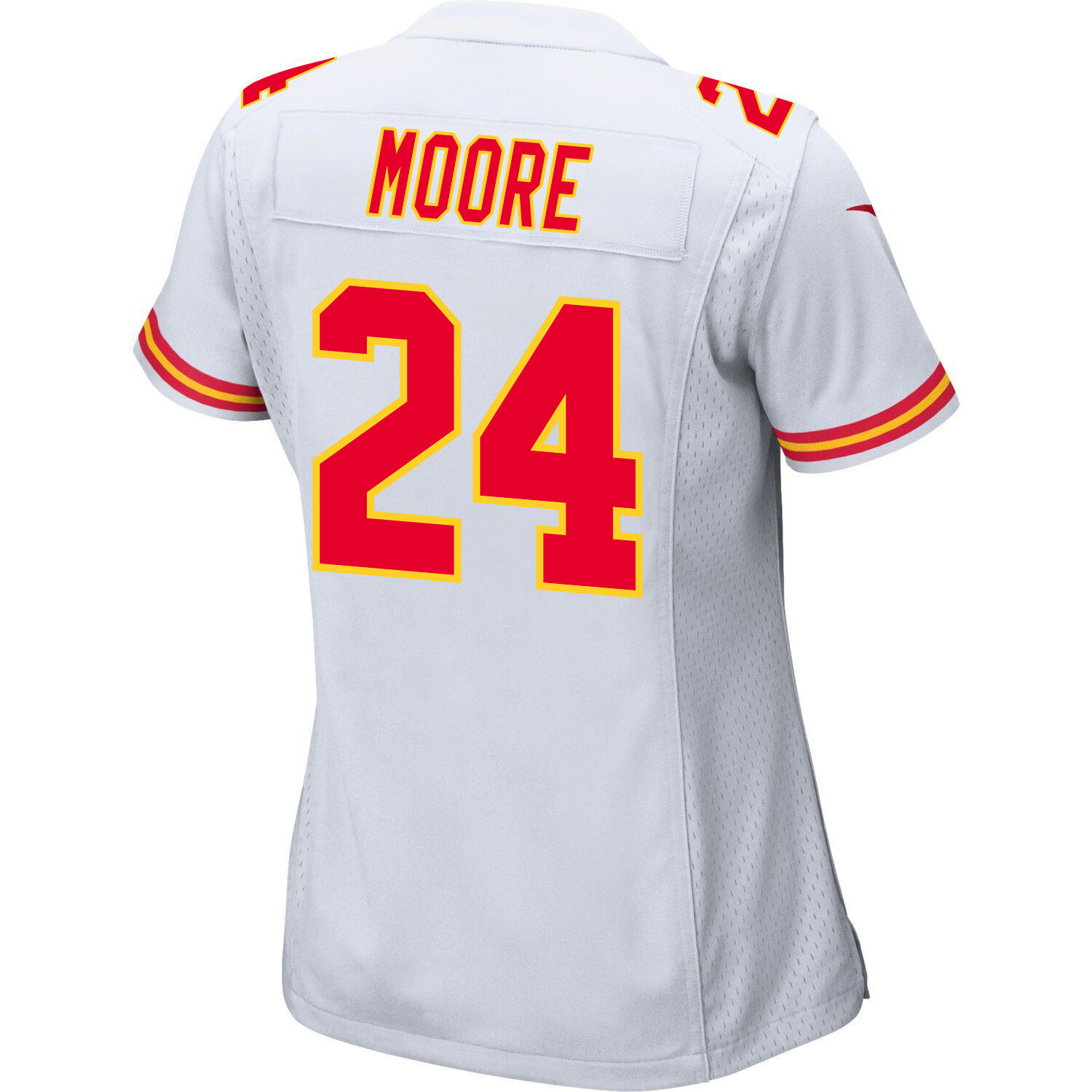 Skyy Moore 24 Kansas City Chiefs Super Bowl LVIII Champions 4X Game Women Jersey - White