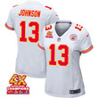 Nazeeh Johnson 13 Kansas City Chiefs Super Bowl LVIII Champions 4X Game Women Jersey - White