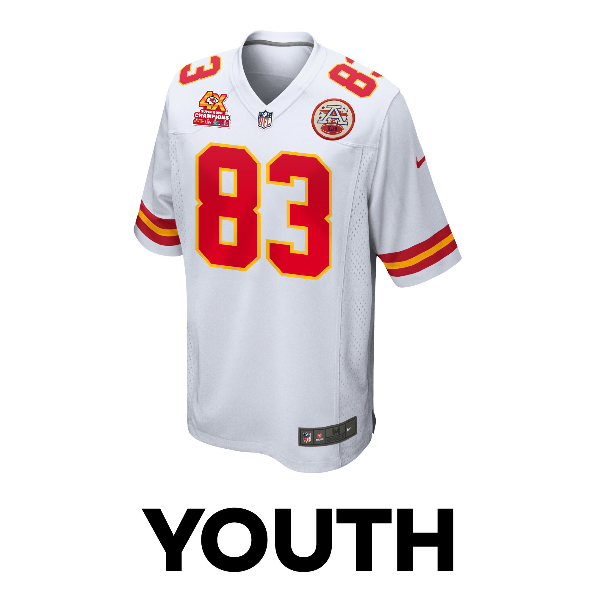 Noah Gray 83 Kansas City Chiefs Super Bowl LVIII Champions 4X Game YOUTH Jersey - White