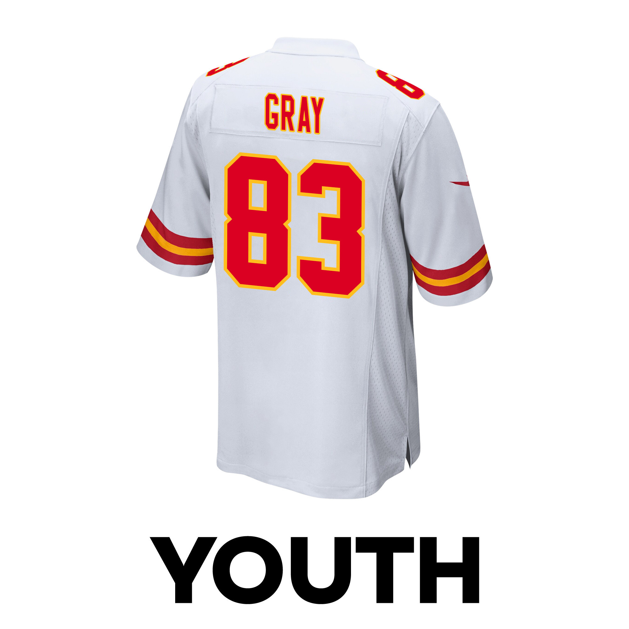 Noah Gray 83 Kansas City Chiefs Super Bowl LVIII Champions 4X Game YOUTH Jersey - White