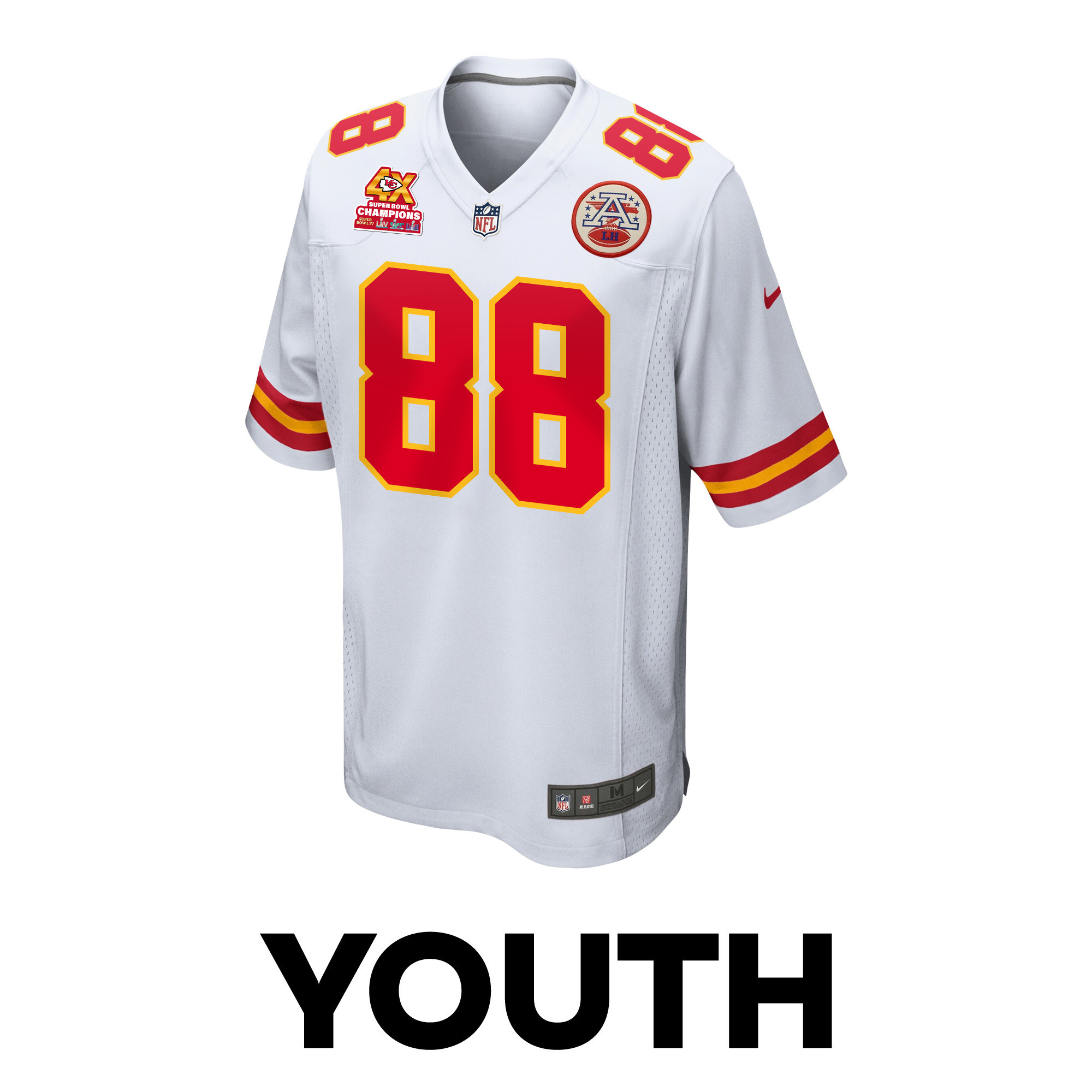 Jody Fortson 88 Kansas City Chiefs Super Bowl LVIII Champions 4X Game YOUTH Jersey - White