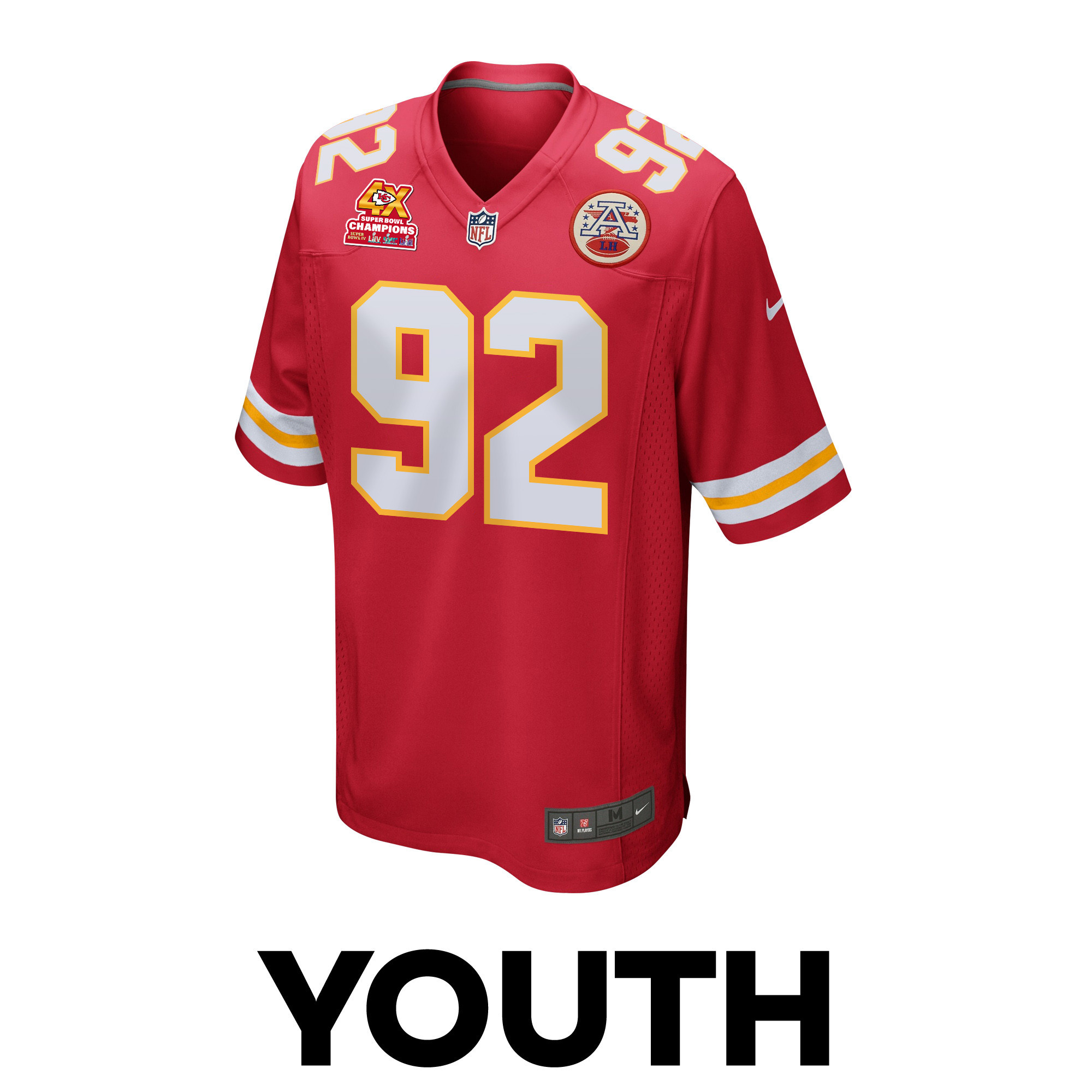 Neil Farrell 92 Kansas City Chiefs Super Bowl LVIII Champions 4X Game YOUTH Jersey - Red