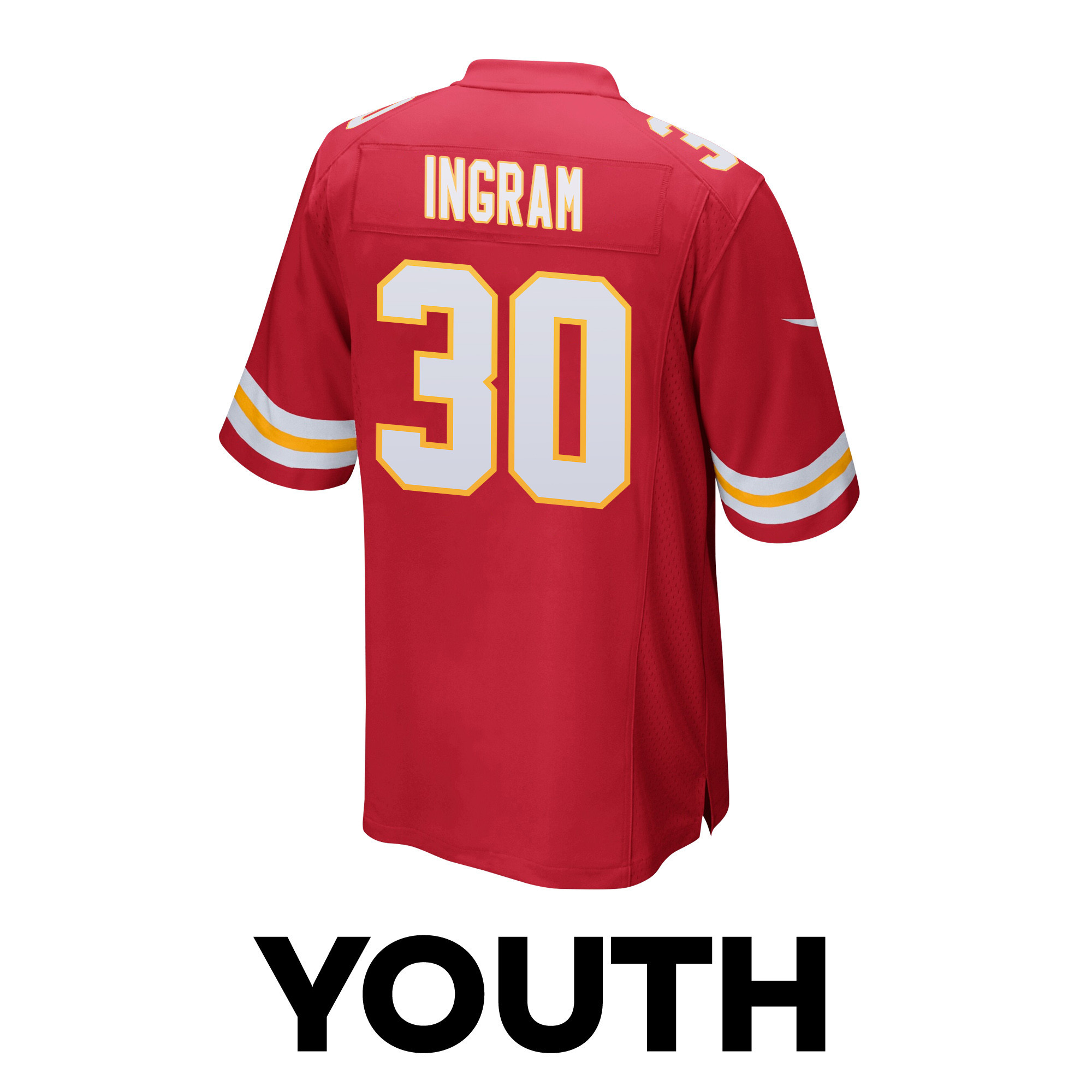 Keaontay Ingram 30 Kansas City Chiefs Super Bowl LVIII Champions 4X Game YOUTH Jersey - Red
