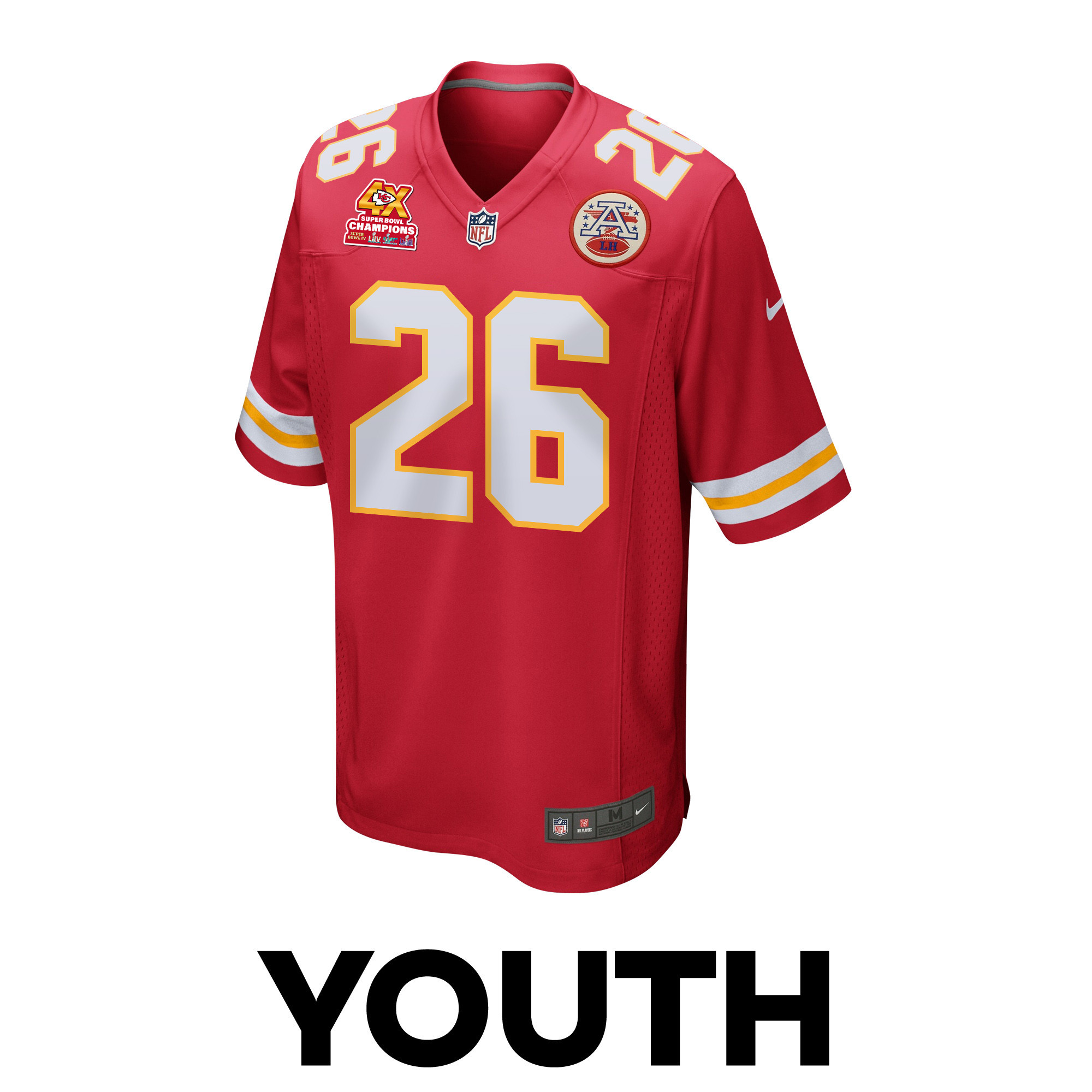 Deon Bush 26 Kansas City Chiefs Super Bowl LVIII Champions 4X Game YOUTH Jersey - Red