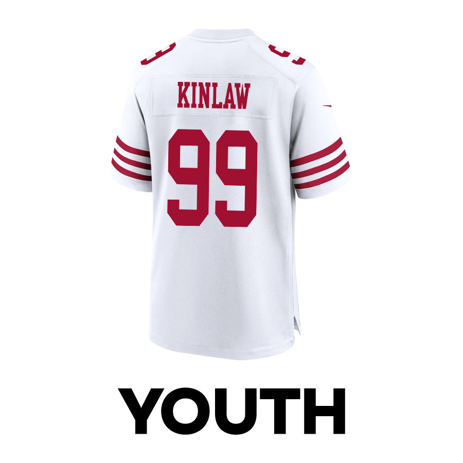 Javon Kinlaw 99 San Francisco 49ers 2024 Divisional Patch Game YOUTH Jersey - White