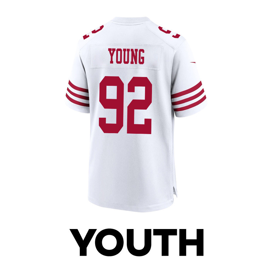 Chase Young 92 San Francisco 49ers 2024 Divisional Patch Game YOUTH Jersey - White