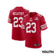 Christian McCaffrey 23 San Francisco 49ers 2024 Divisional Patch Game YOUTH Jersey - Scarlet