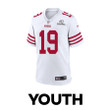Deebo Samuel 19 San Francisco 49ers 2024 Divisional Patch Game YOUTH Jersey - White