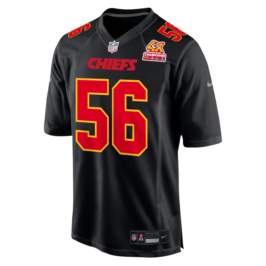 George Karlaftis 56 Kansas City Chiefs Super Bowl LVIII Champions 4X Fashion Game Men Jersey - Carbon Black