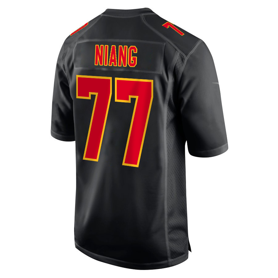 Lucas Niang 77 Kansas City Chiefs Super Bowl LVIII Champions 4X Fashion Game Men Jersey - Carbon Black