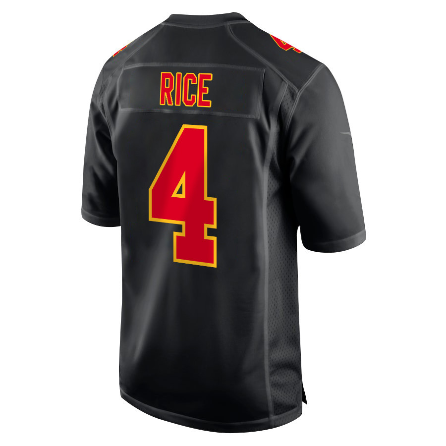 Rashee Rice 4 Kansas City Chiefs Super Bowl LVIII Champions 4X Fashion Game Men Jersey - Carbon Black