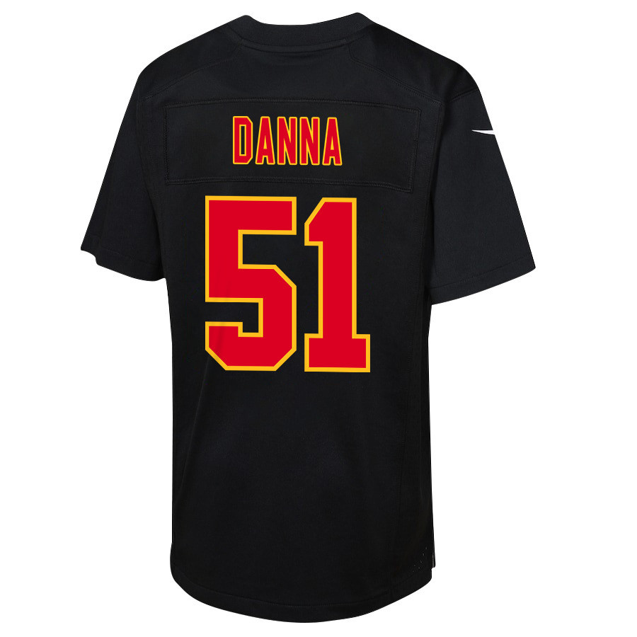 Mike Danna 51 Kansas City Chiefs Super Bowl LVIII Champions 4X Fashion Game YOUTH Jersey - Carbon Black
