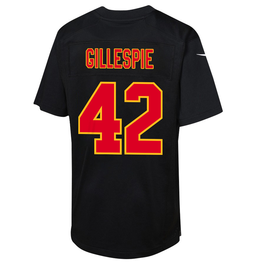 Tyree Gillespie 42 Kansas City Chiefs Super Bowl LVIII Champions 4X Fashion Game YOUTH Jersey - Carbon Black