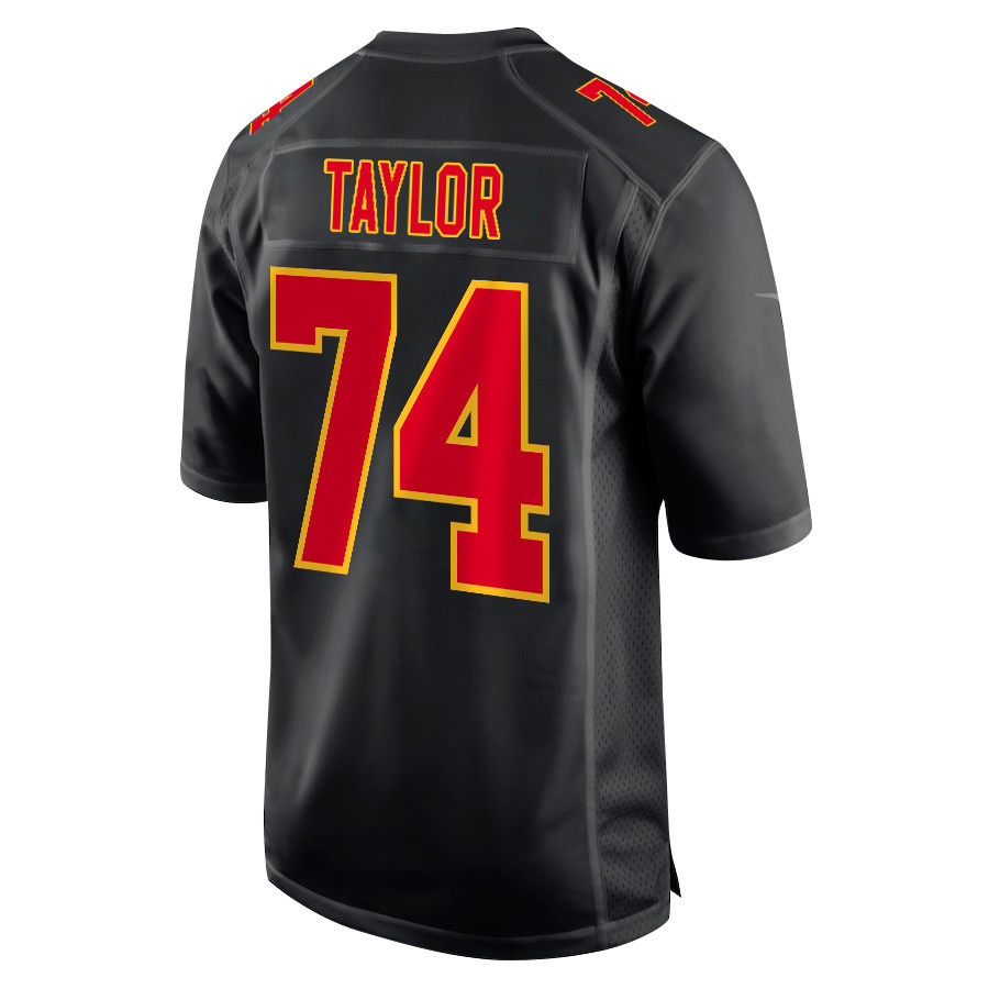 Jawaan Taylor 74 Kansas City Chiefs Super Bowl LVIII Champions 4 Stars Patch Fashion Game Men Jersey - Carbon Black