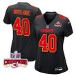 Ekow Boye-Doe 40 Kansas City Chiefs Super Bowl LVIII Champions 4 Stars Patch Fashion Game Women Jersey - Carbon Black