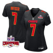 Harrison Butker 7 Kansas City Chiefs Super Bowl LVIII Champions 4 Stars Patch Fashion Game Women Jersey - Carbon Black