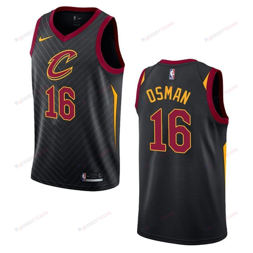 Men's Cleveland Cavaliers 16 Cedi Osman Statement Swingman Jersey - Black