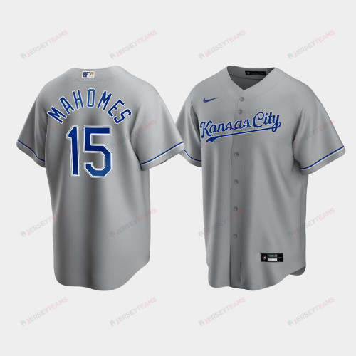 Men's Kansas City Royals Patrick Mahomes 15 Gray Road Jersey Jersey