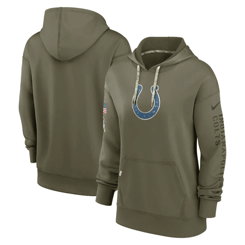 Indianapolis Colts Women's 2022 Salute To Service Performance Pullover Hoodie - Olive