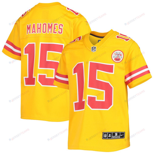 Patrick Mahomes 15 Kansas City Chiefs Youth Inverted Team Game Jersey - Gold