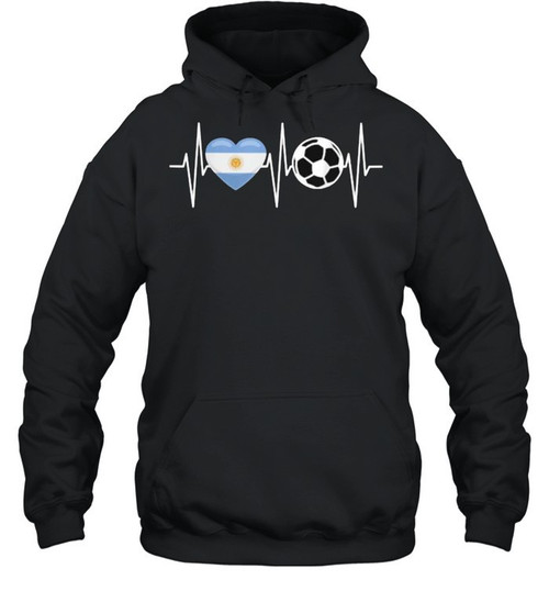 Argentina Soccer Heartbeat Art Printed Hoodie