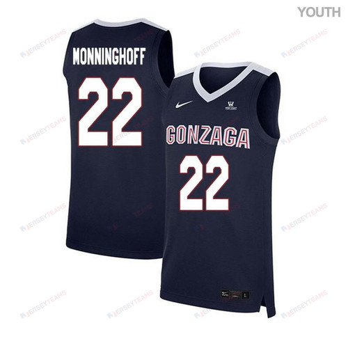 Youth 22 Mathis Monninghoff Navy Elite Gonzaga Bulldogs Basketball Jersey