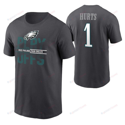 Jalen Hurts 1 Philadelphia Eagles T-Shirt - Dark Grey