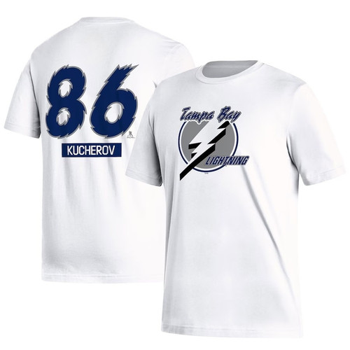 Nikita Kucherov 86 Tampa Bay Lightning Reverse Retro 2.0 Name & Number T-Shirt - White