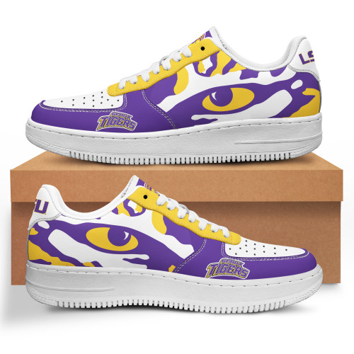 LSU Tigers Team Logo Big Eye Pattern Air Force 1 Printed In White/Purple